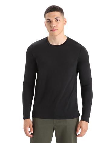 Icebreaker Merino Sphere II T-Shirt Férfi Long Sleeve Fekete | HU 1231UZGT